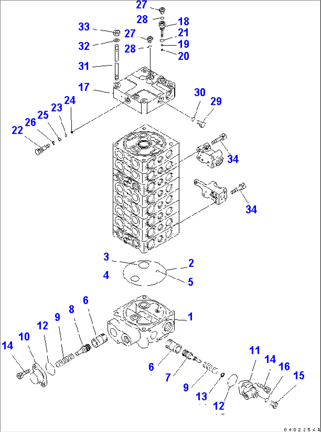 MAIN VALVE (8-SPOOL) (5/9) (FOR 1-PIECE BOOM)