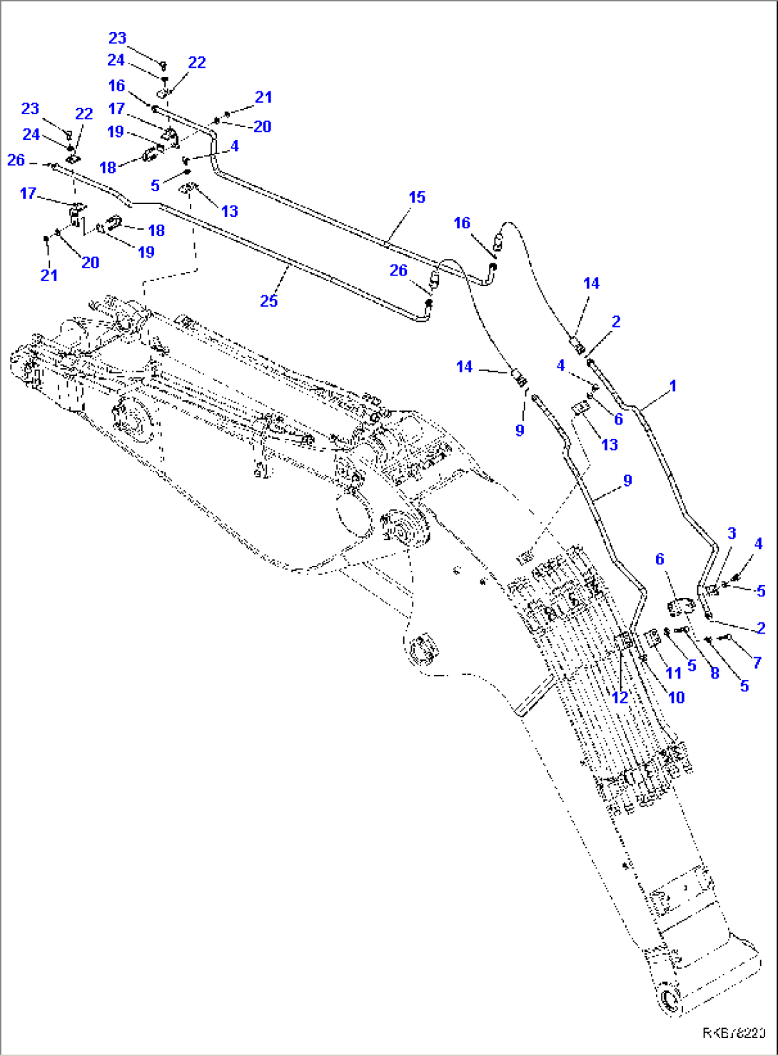 2-PIECE BOOM, FOR MACHINE WITH 2-ADDITIONAL ACTUATOR CIRCUIT AND BOOM HOLDING VALVE AND QUICK COUPLER, 3RD ATTACHMENT LINE