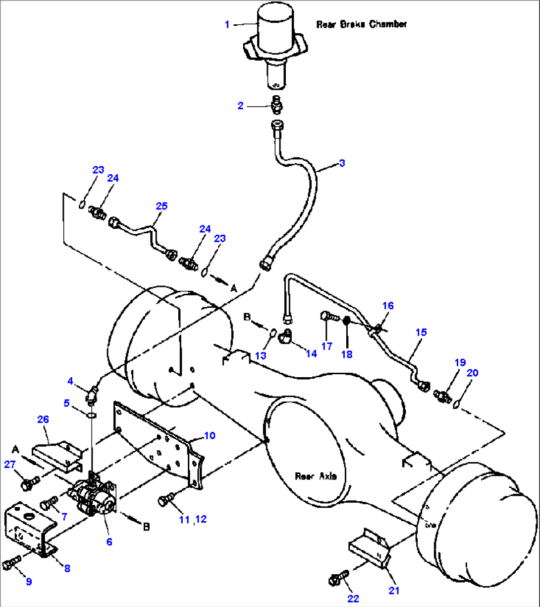 FIG NO. 3721 BRAKE OIL PIPING BRAKE CHAMBER TO REAR AXLE