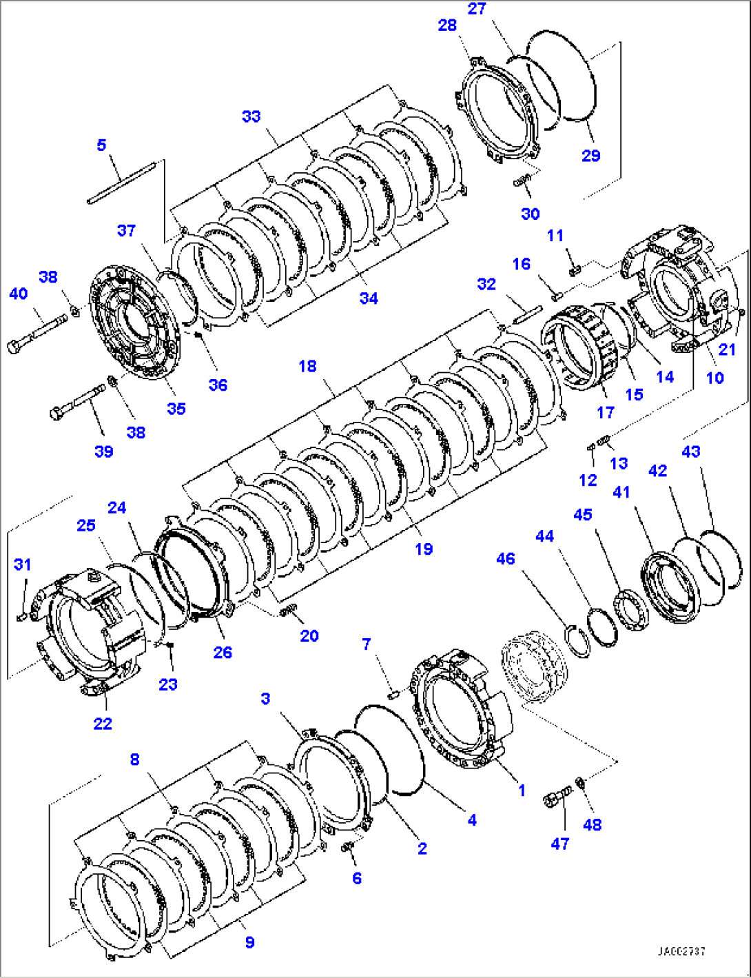 Power Train, 2nd, 3rd, Forward and Reverse Housing (#1001-)