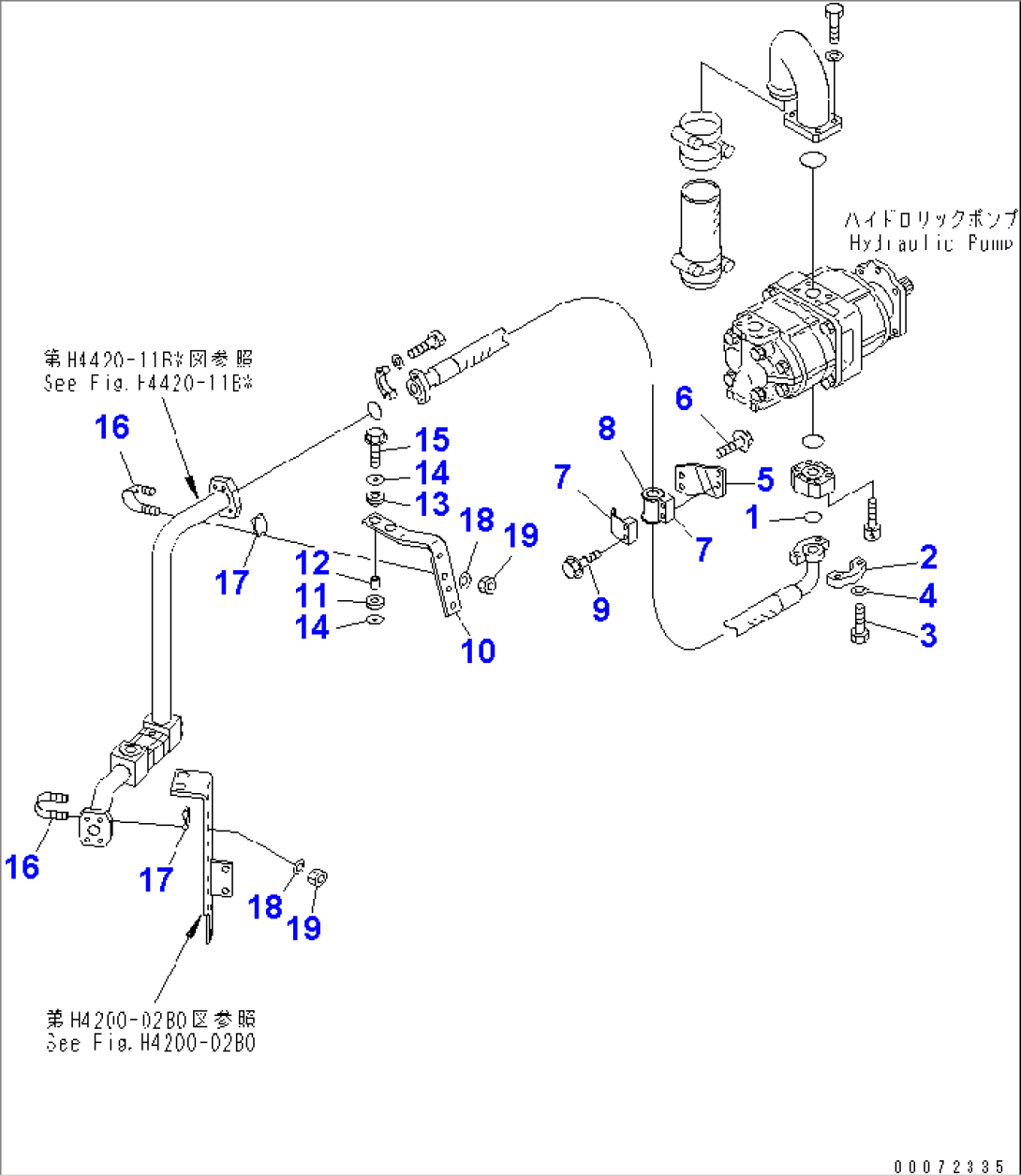 STEERING LINE (DELIVERY REAR PIPING) (WITH EMERGENCY STEERING) (-40ßC SPEC.)(#52406-)
