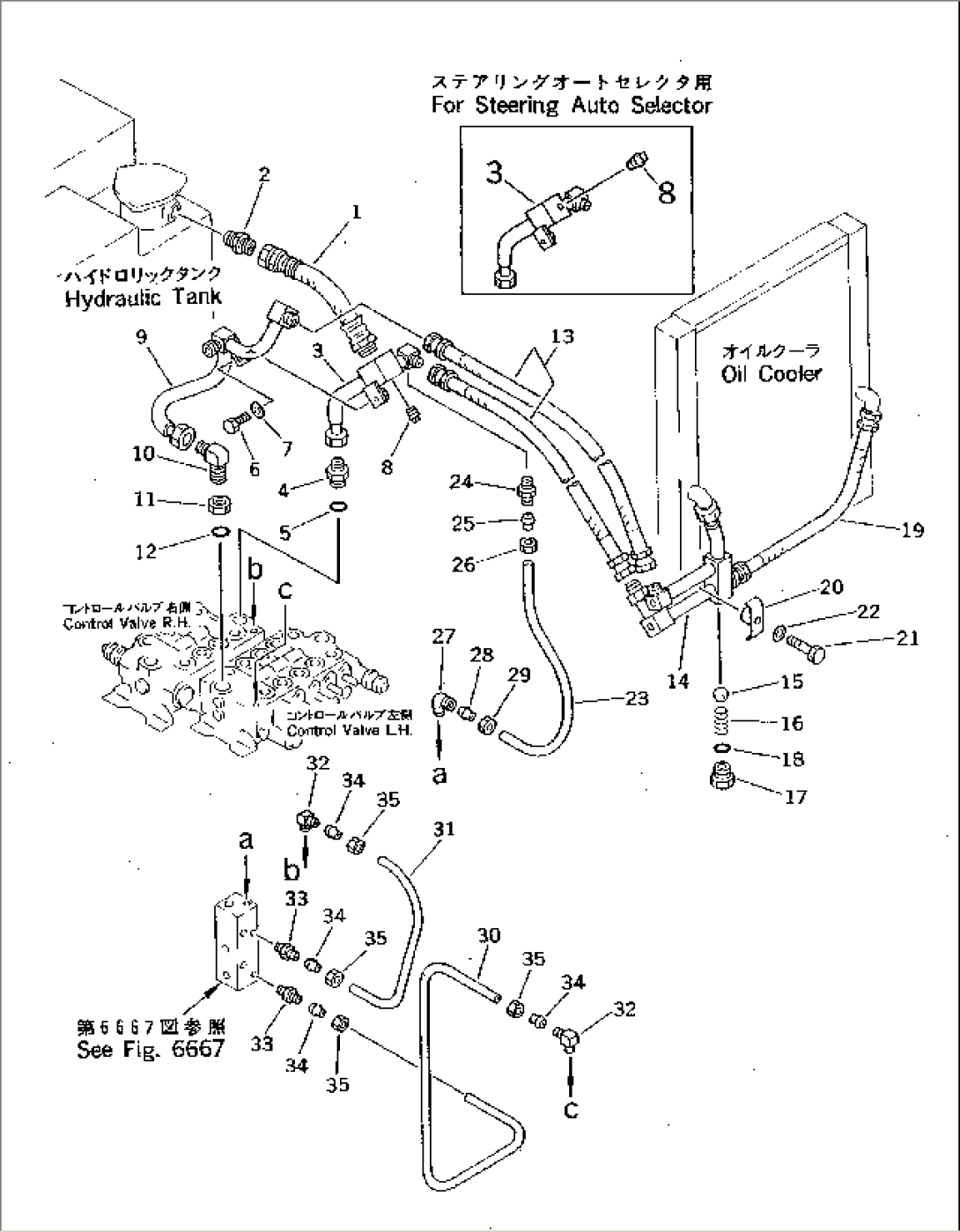 HYDRAULIC PIPING (VALVE TO OIL COOLER TO TANK) (WITH OLSS)(#1601-1861)