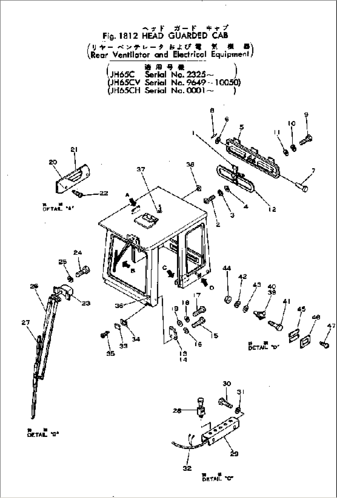 HEAD GUARDED CAB (REAR VENTILATOR AND ELECTRICAL EQUIPMENT)(#3-)