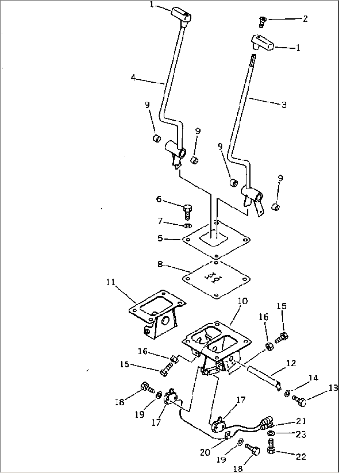 TRAVEL CONTROL LEVER AND LINKAGE (1/2)