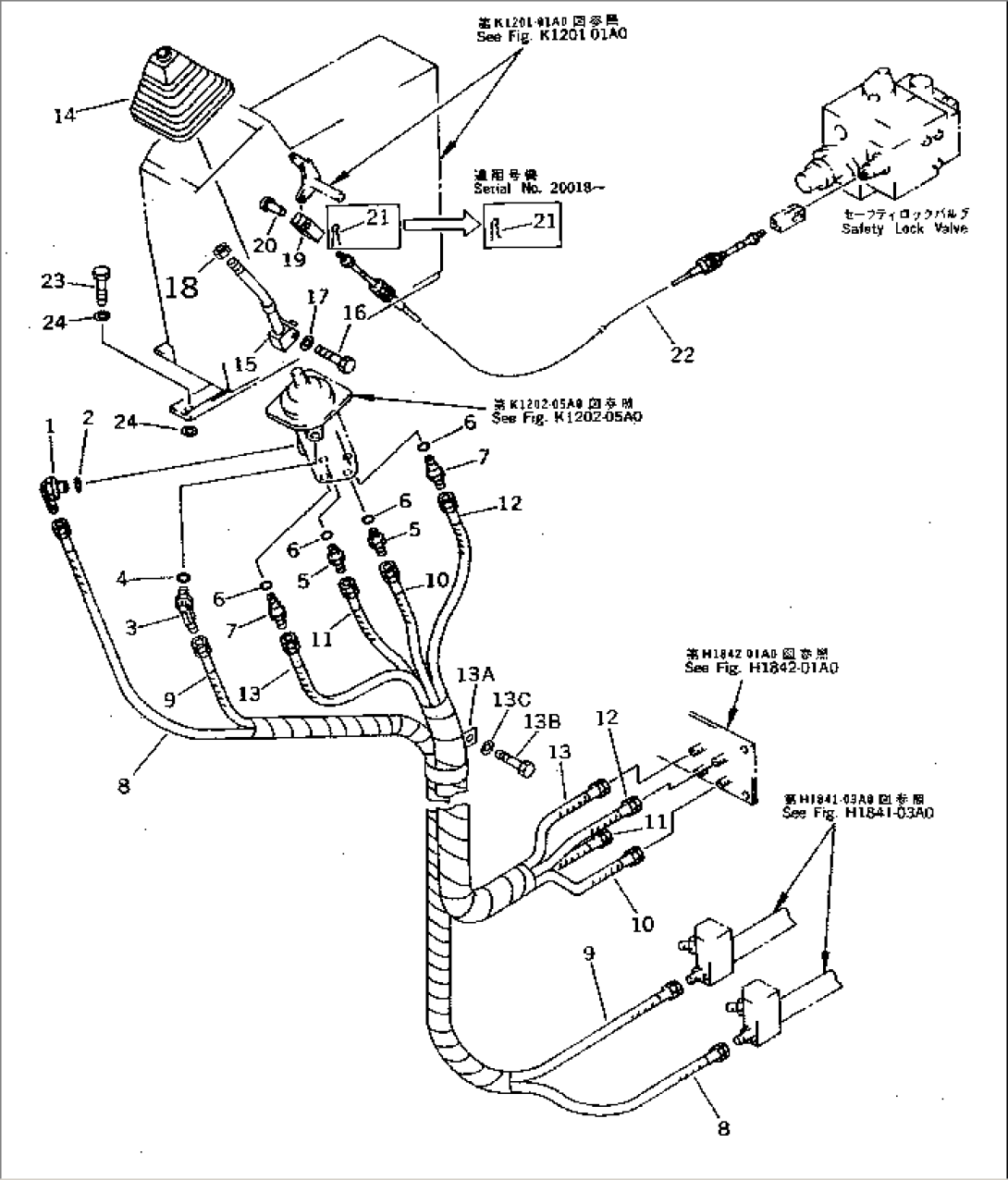 LEFT CONTROL STAND (JOINT PARTS) (FOR HIGH CAB) (FOR JAPAN)