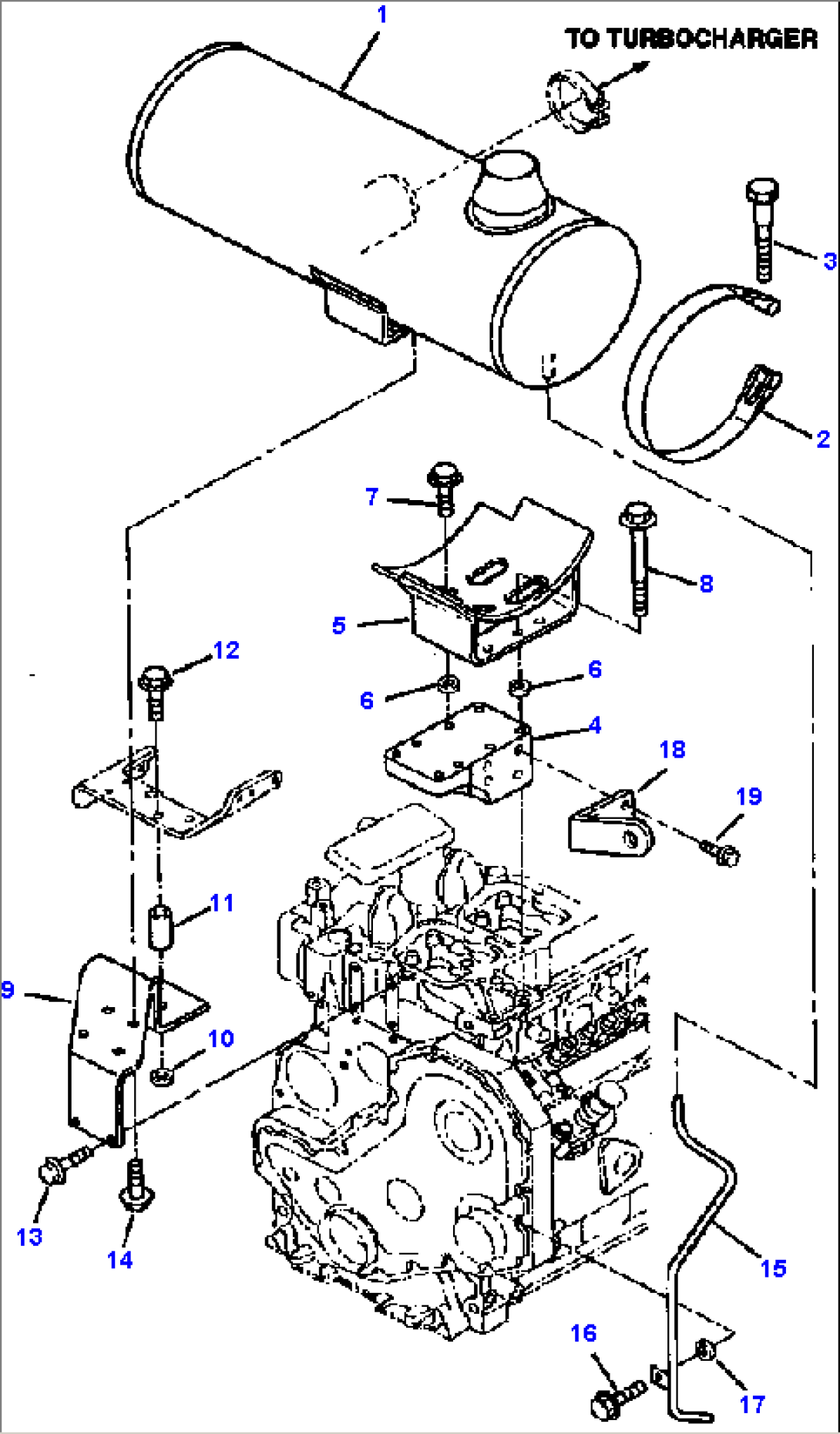 FIG NO. B0000-05A0 MUFFLER AND MOUNTING