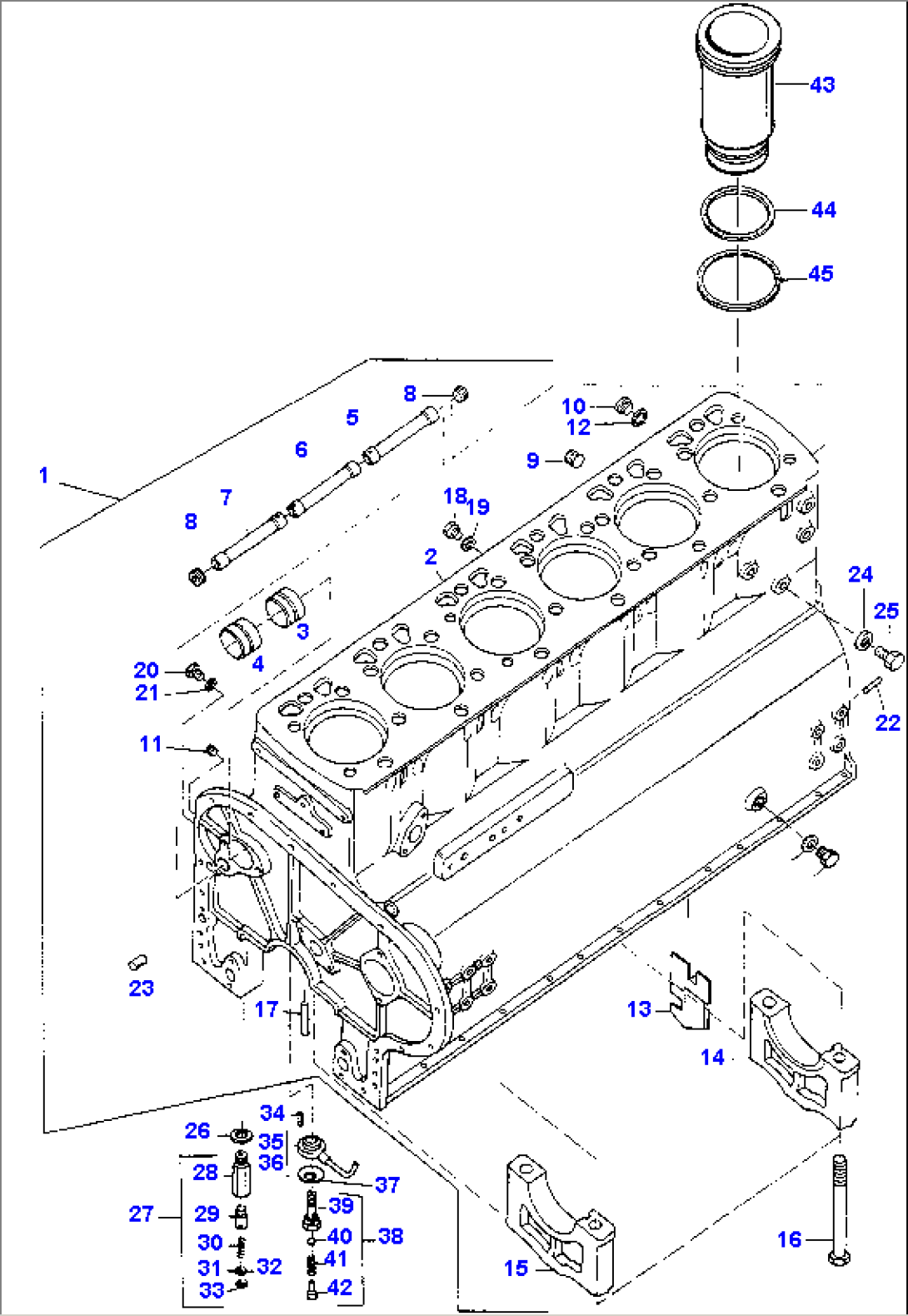 CYLINDER BLOCK AND ATTACHING PARTS