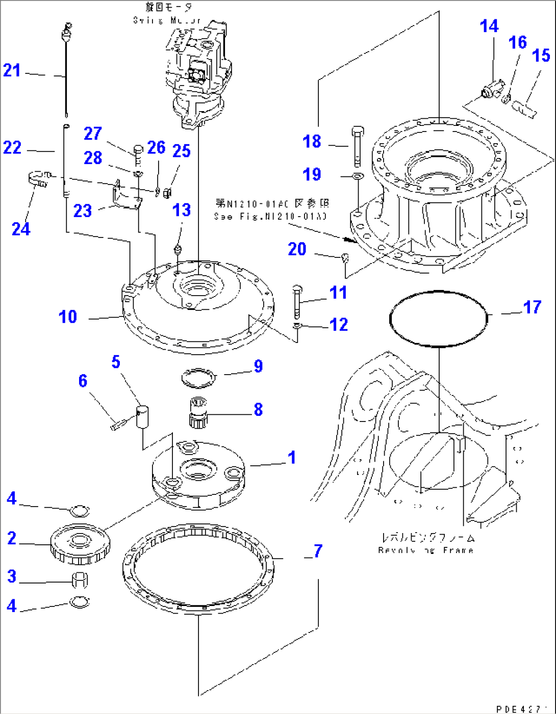 SWING MACHINERY (1ST CARRIER AND GAUGE SUPPORT)(#30001-30119)