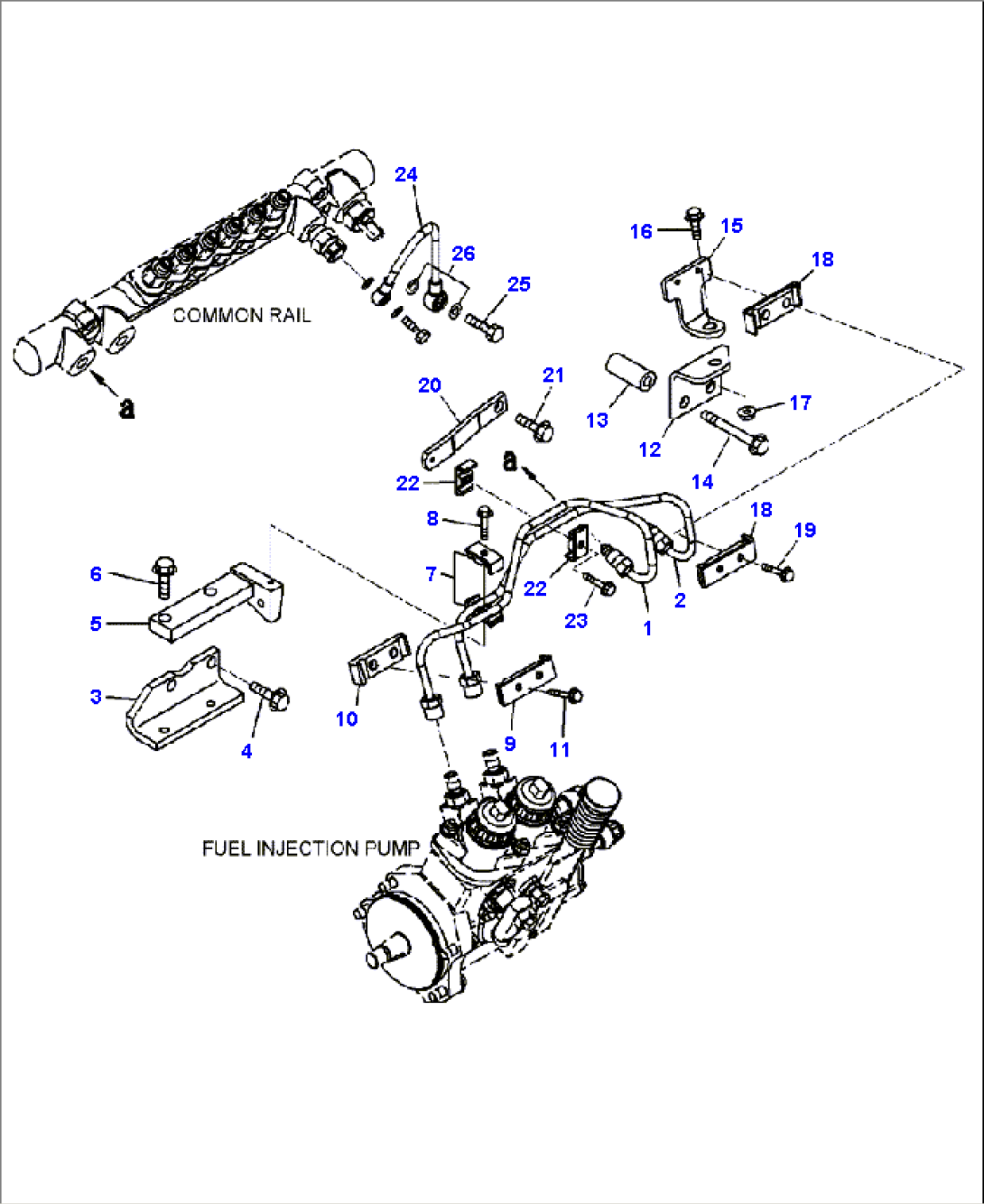 A4999-B7A7 FUEL PUMP AND COMMON RAIL RETURN PIPING