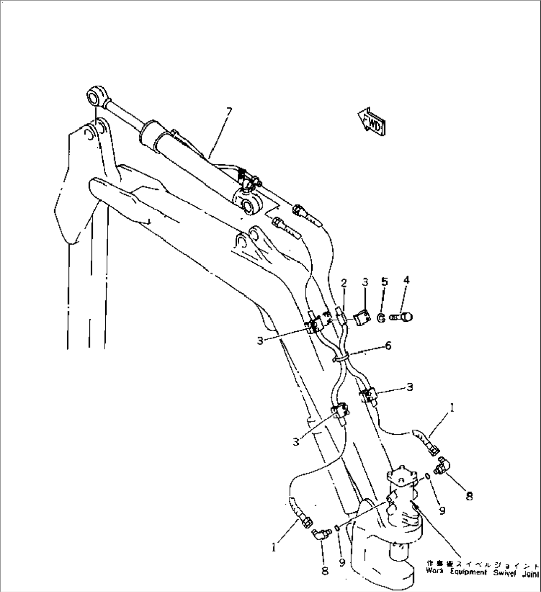 HYDRAULIC PIPING (ARM CYLINDER LINE) (HOE SIDE)