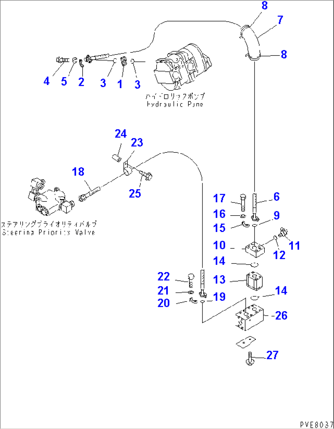 HYDRAULIC PUMP (PUMP TO STEERING PRIORITY VALVE LINE) (WITH EMERGENCY STEERING)