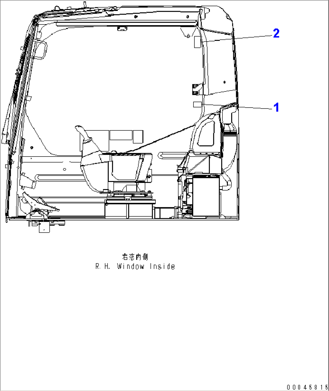 CAUTION PLATE (CAB WINDSHIELD LOCK OPERATION) (SPANISH) (LETTERING TYPE)(#60001-)
