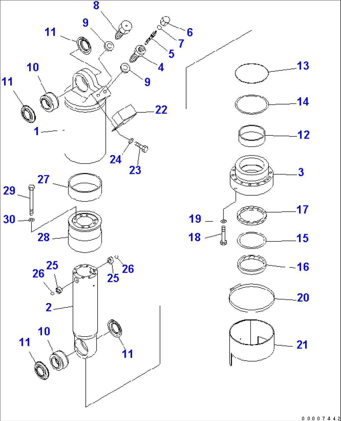FRONT SUSPENSION CYLINDER¤ R.H. (INNER PARTS)