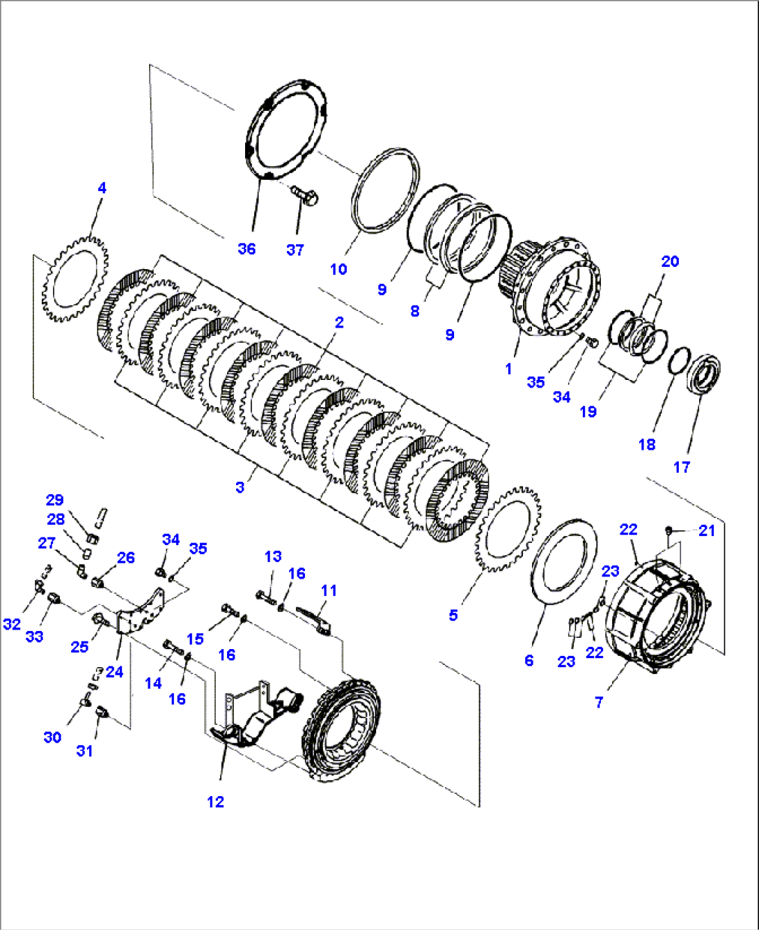 F3450-07A0 FINAL DRIVE AND BRAKE L.H. CENTER HUB