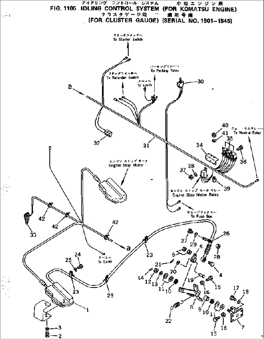 IDLING CONTROL SYSTEM (FOR KOMATSU ENGINE) (FOR CLUSTER GAUGE)(#1501-1545)