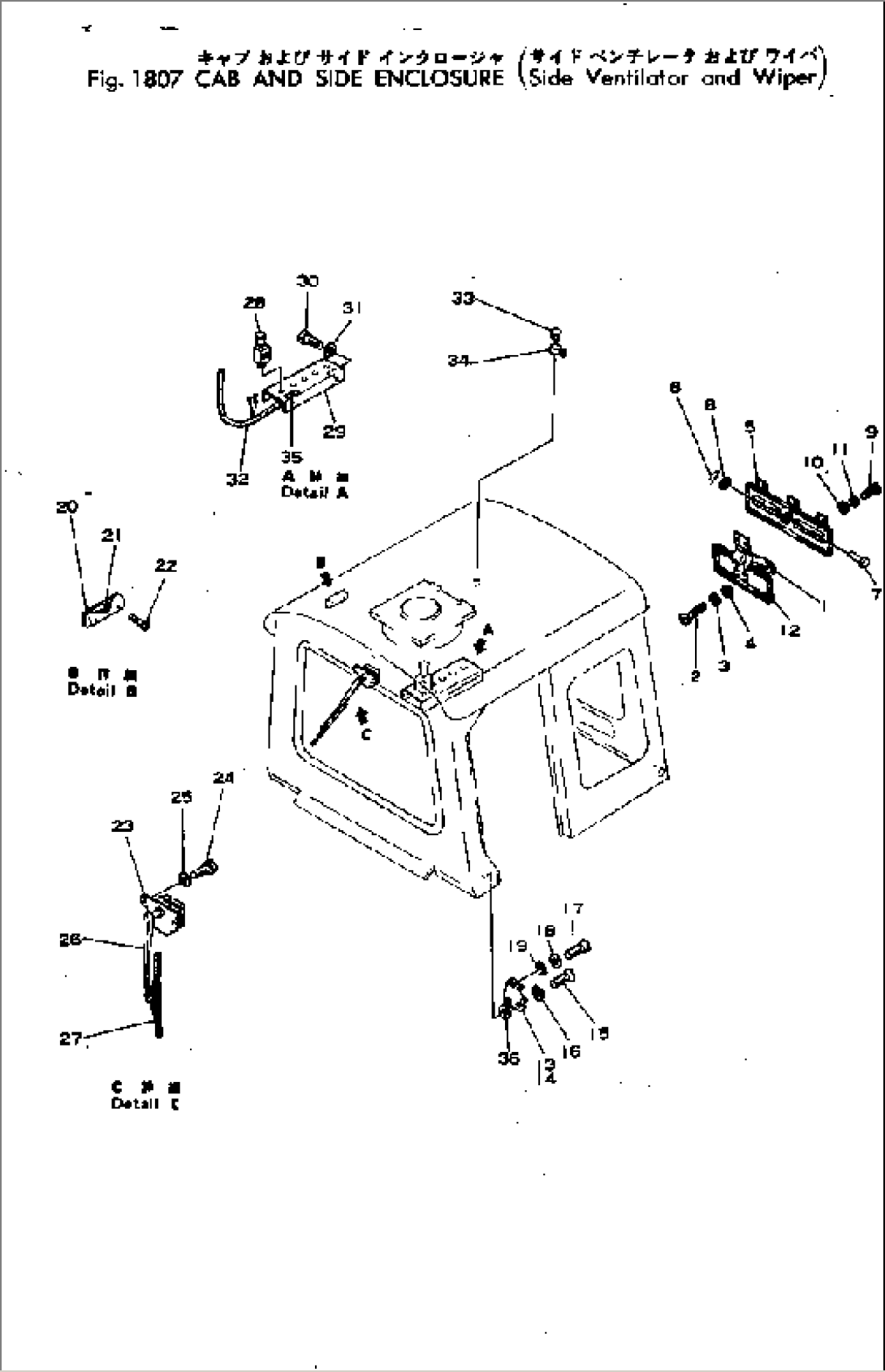 CAB AND SIDE ENCLOSURE (SIDE VENTILATOR AND WIPER)