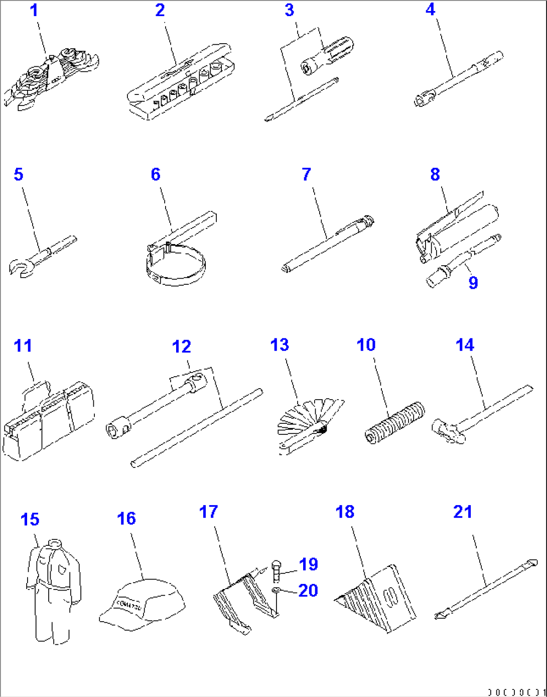 TOOL (TOOL KIT¤ CAP¤ OVERALL AND WHEEL STOPPER)(#90001-)