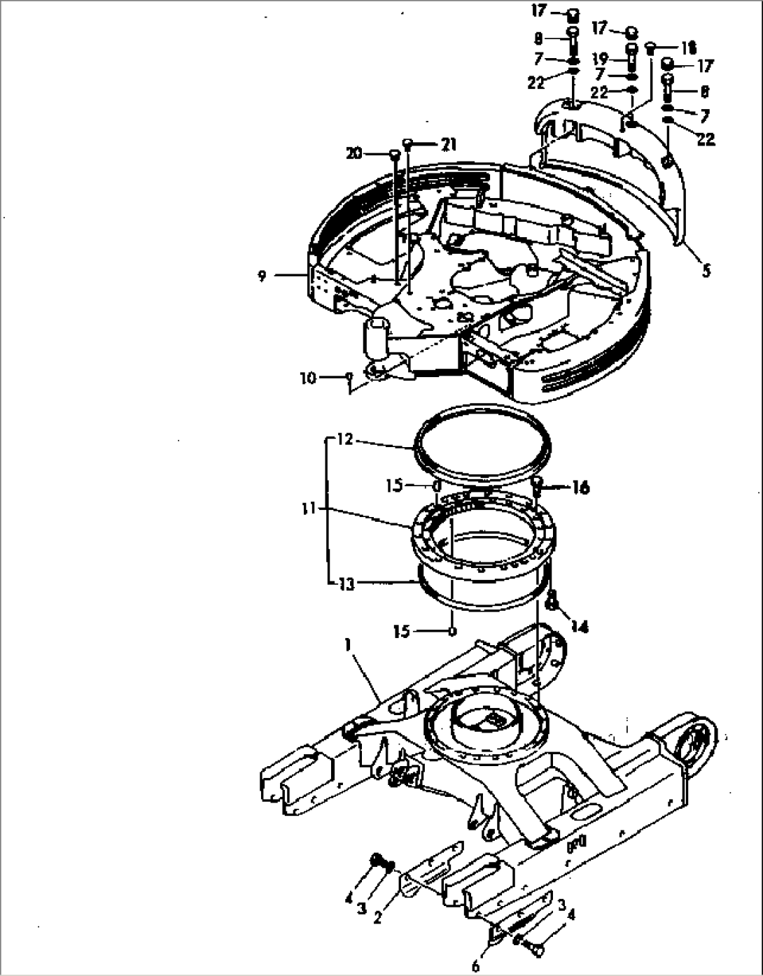 TRACK FRAME¤SWING CIRCLE¤ REVOLVING FRAME AND COUNTER WEIGHT(#110001-)