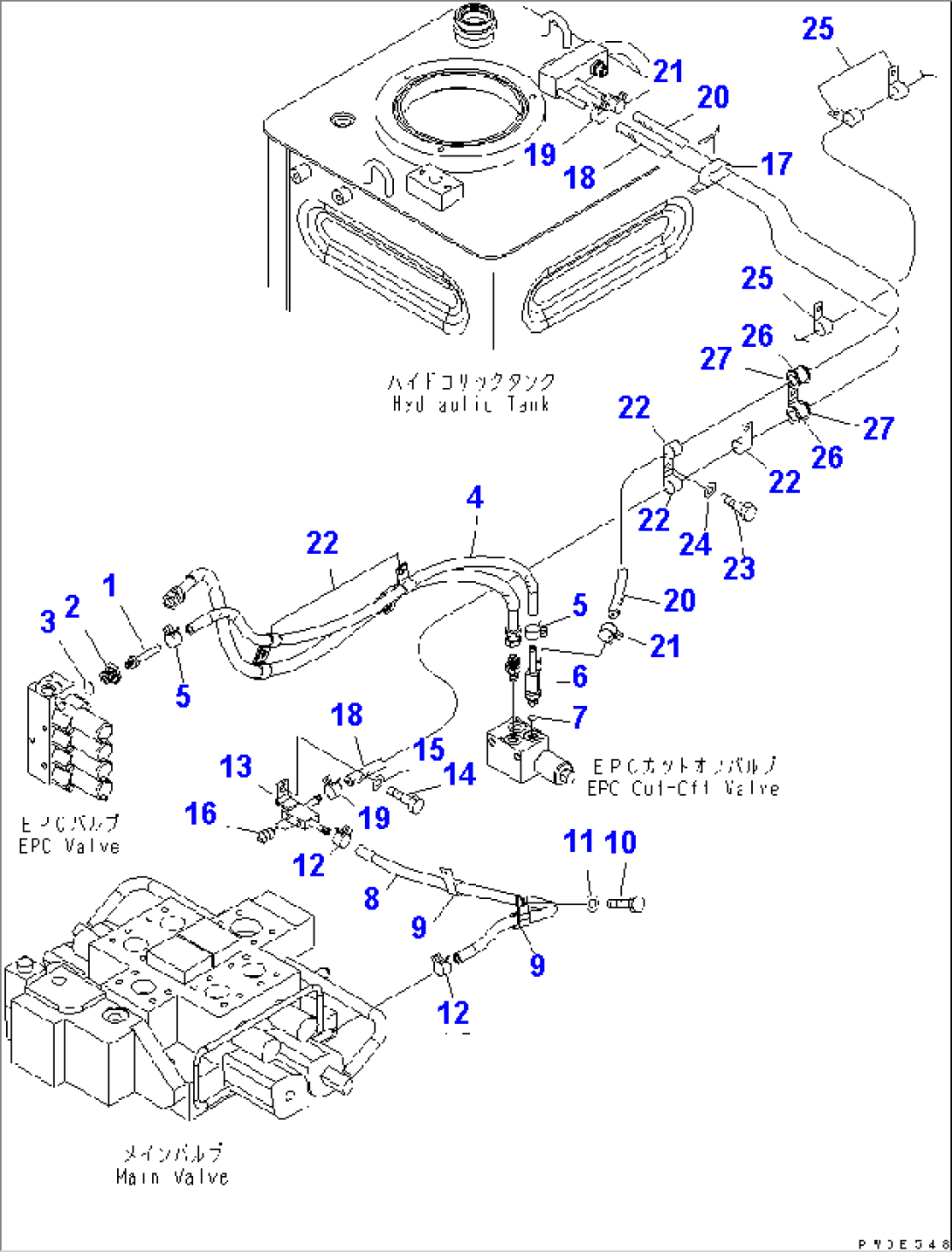 HYDRAULIC PIPING (DRAIN) (FOR E.P.C. LEVER)