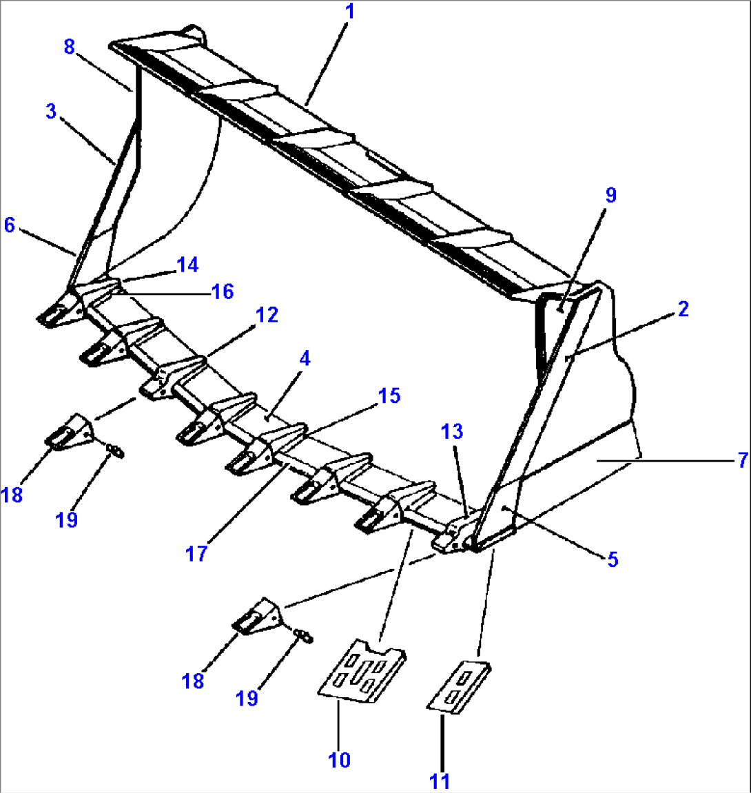 ROCK BUCKET SPADE NOSE EDGE (WITH TEETH)
