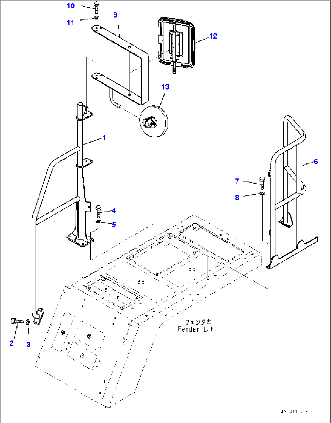 Left Fender, Side Mirror and Handrail (#10001-10367)