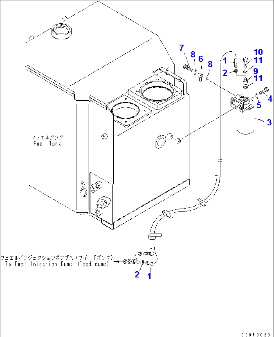FUEL PIPING (2/2) (WITH WATER SEPARATOR AND ADDITIONAL FILTER) (TIRE INFLATION SYSTEM)(#11001-)