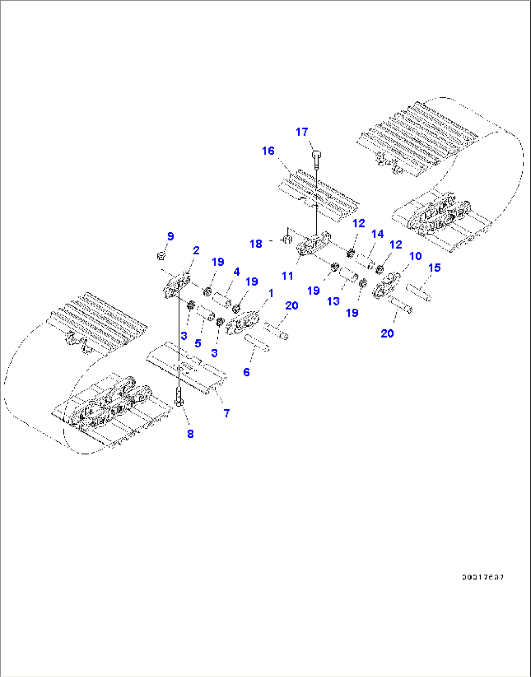 Track Shoe Assembly, With Large Holed, Triple Shoe Grouser, 600mm Width