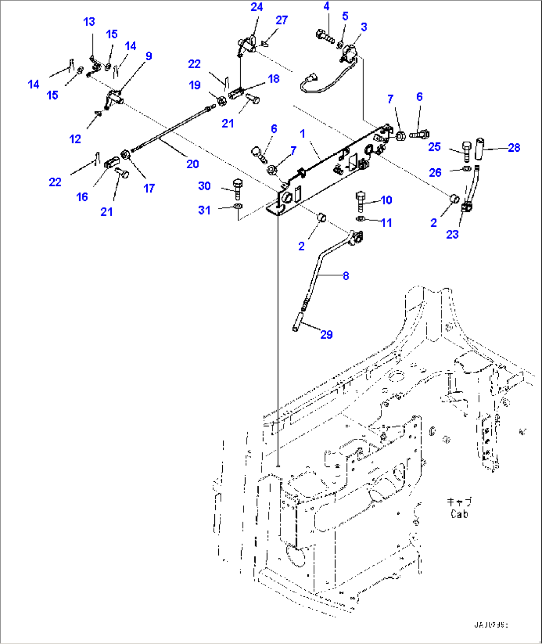 ROPS Cab, Work Equipment Lock Lever (#80001-80849)