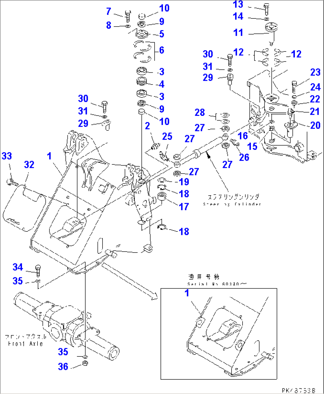 FRONT FRAME (WITH FRONT ATTACHMENT) (WITH 4-SPOOL CONTROL VALVE)(#60001-)