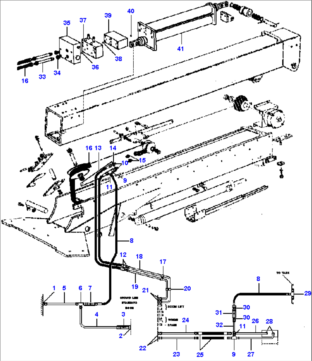 FIG. H0190-01A1 ACTUATOR LINES - FOUR-SECTION POWER BOOM - 150A