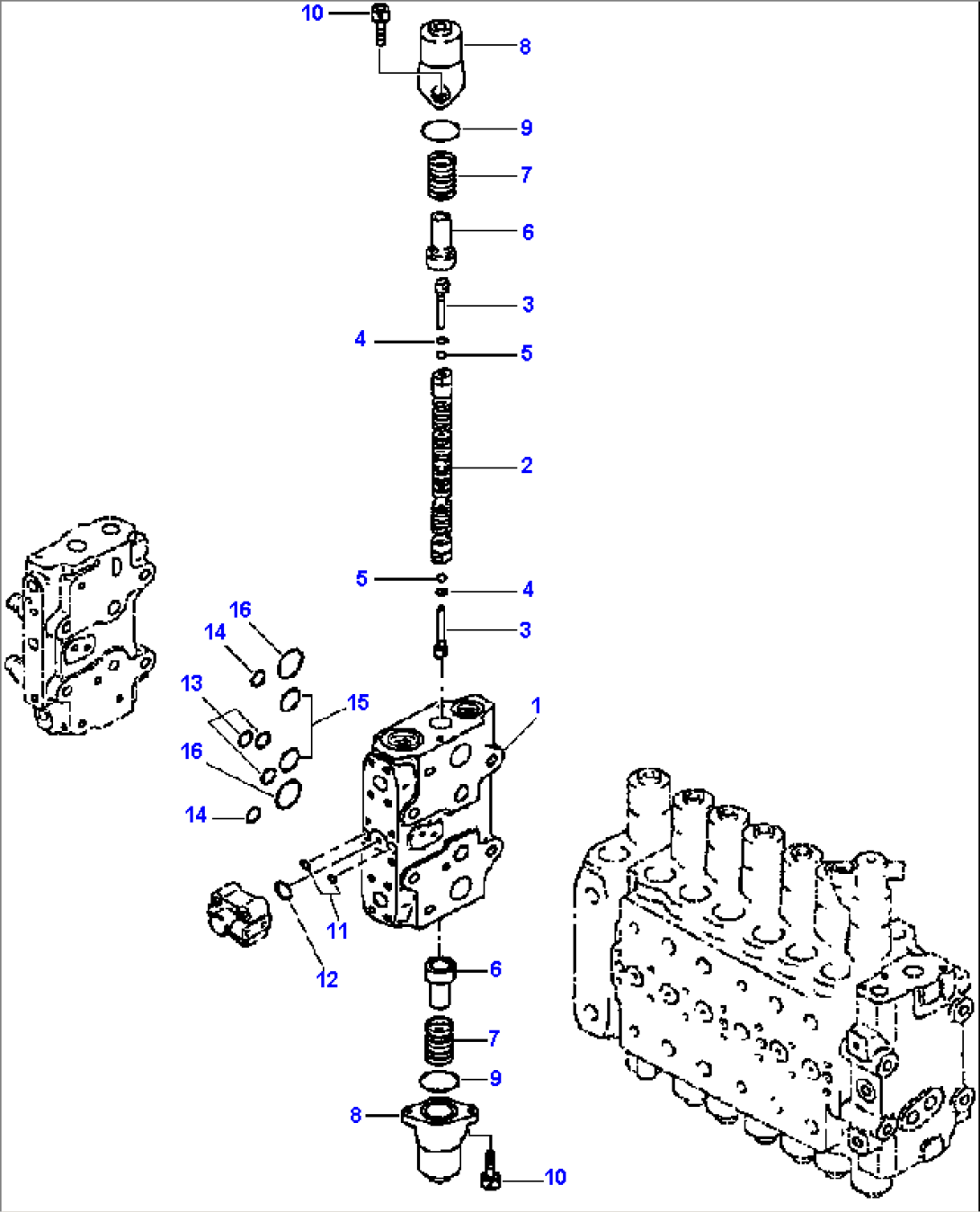 FIG. H0121-12A1 MAIN CONTROL VALVE - 8TH SPOOL