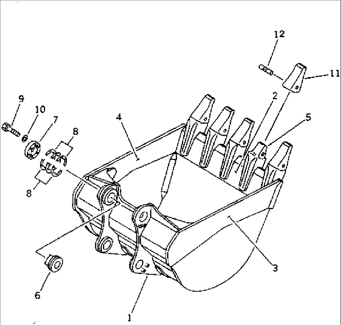 BUCKET¤ 3.5M3¤ WIDTH 1800MM (HORIZONTAL PIN TYPE)(#10501-10892)