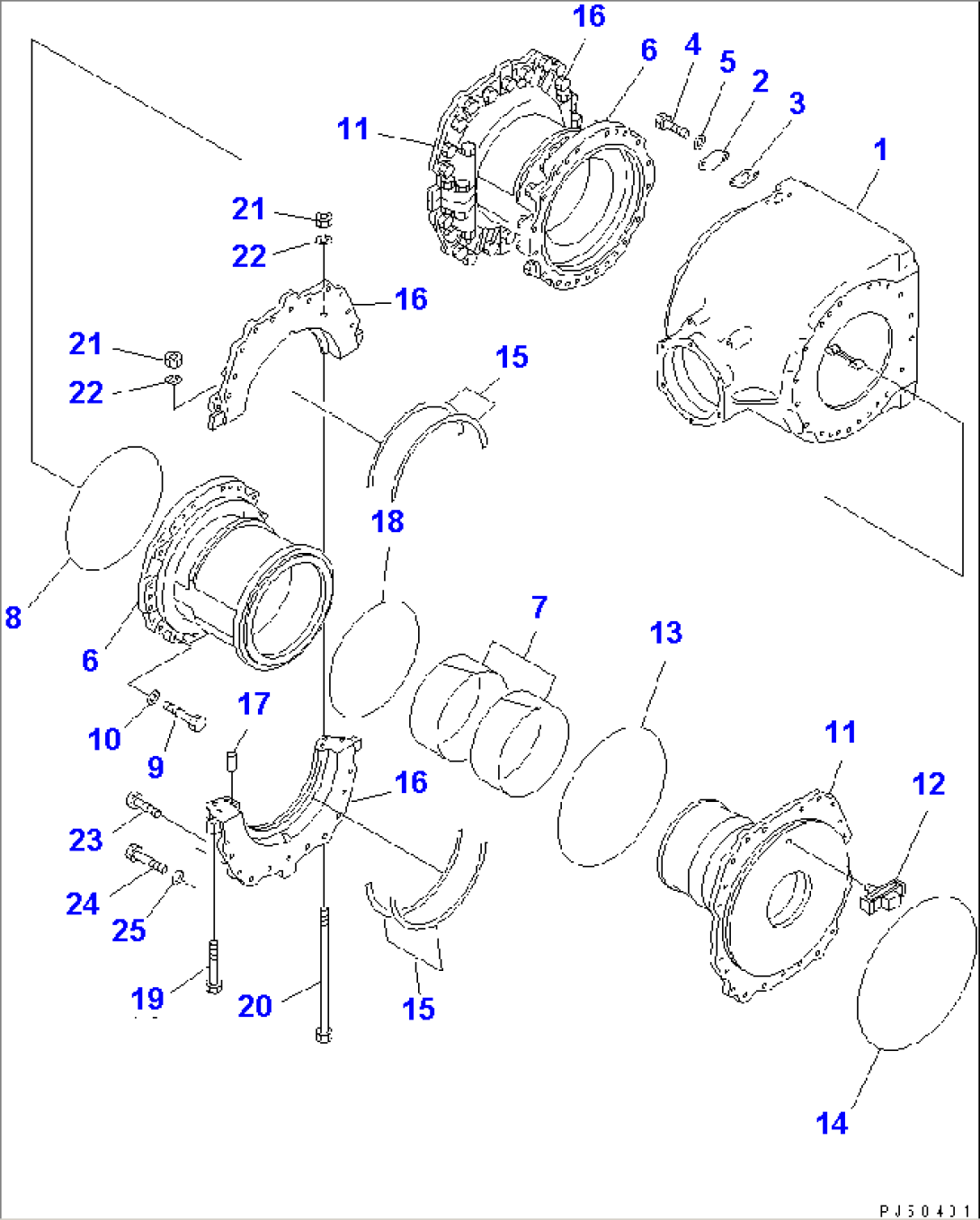 FINAL DRIVE CASE (NO-SPIN DIFFERENTIAL TYPE) (1/2) (CAGE SECTION O-RING TYPE)(#30001-.)