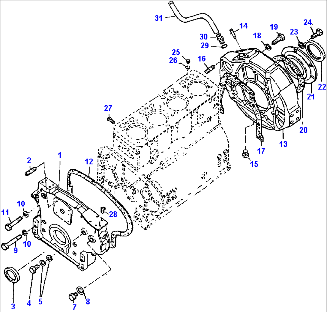 TIMING GEAR CASE AND FLYWHEEL HOUSING