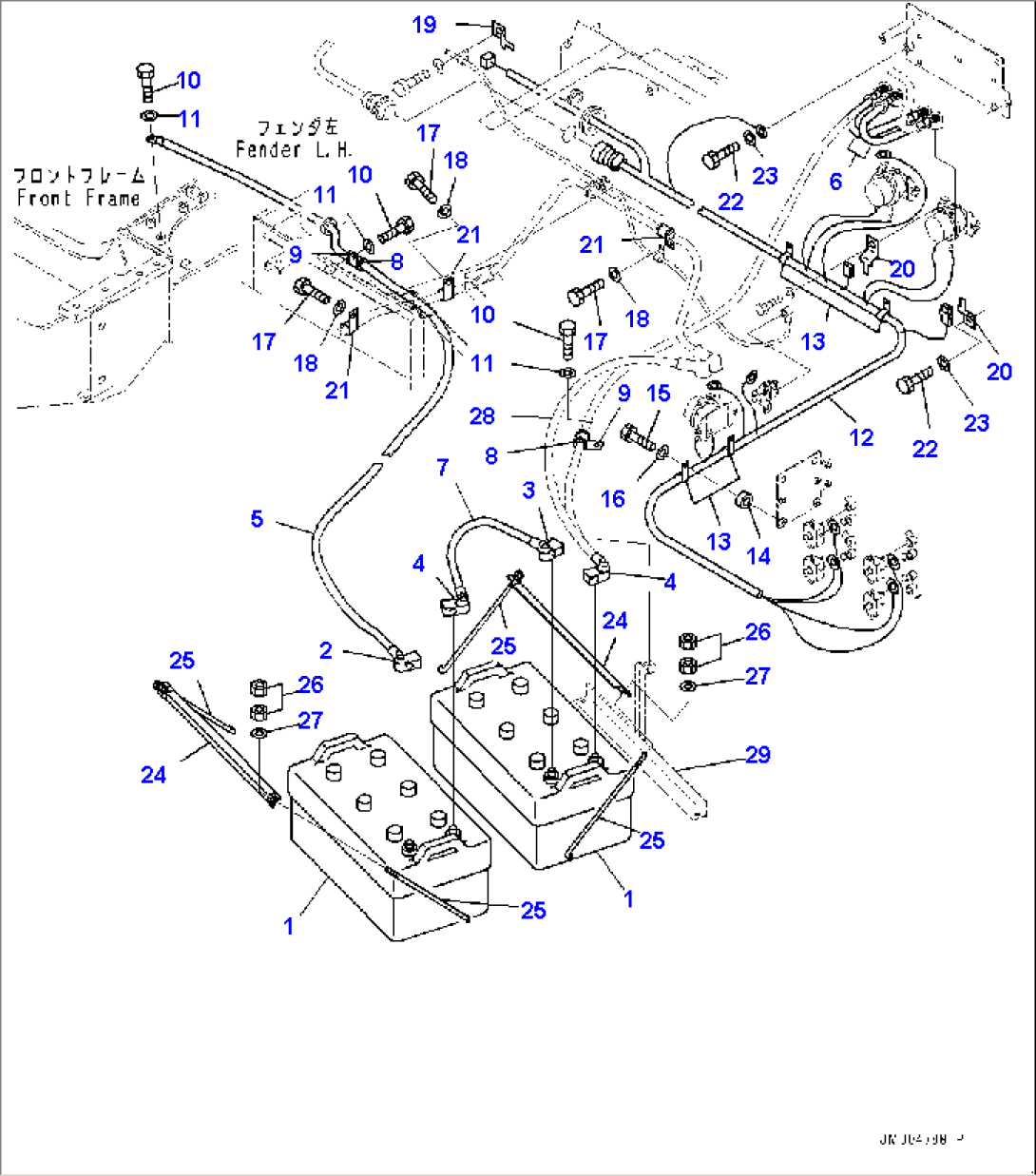 Battery and Battery Case Group, Battery and Wiring Harness (#2940-)