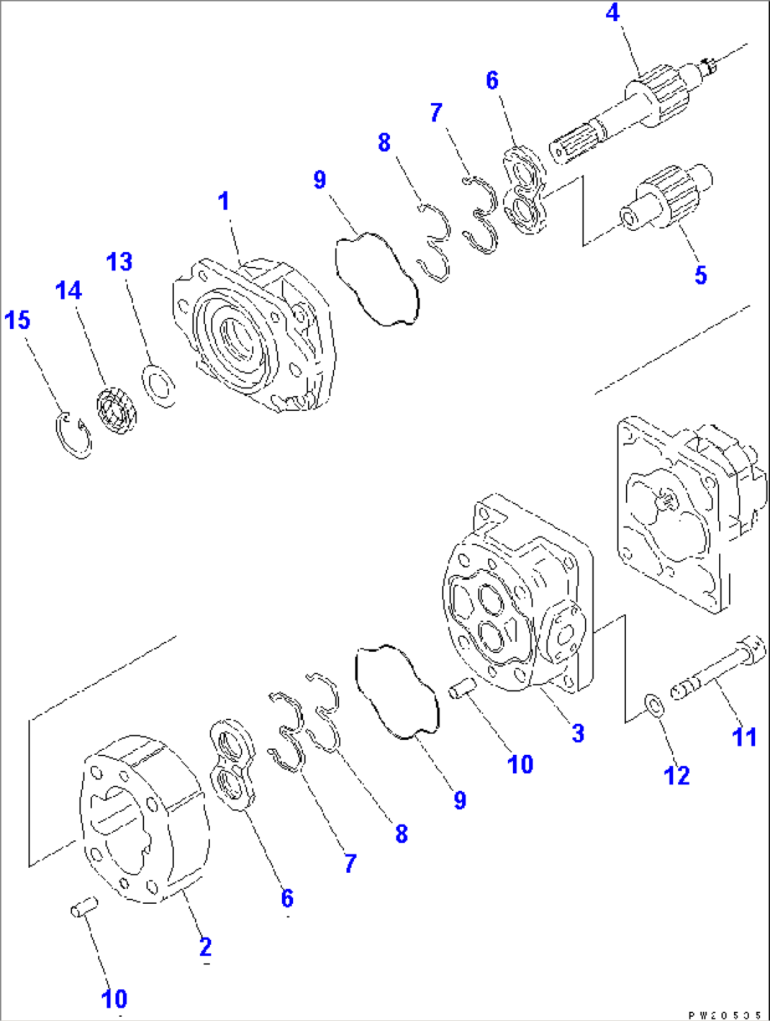 HYDRAULIC PUMP (T/C. T/M. AND BRAKE CHARGE) (1/2)(#11001-)