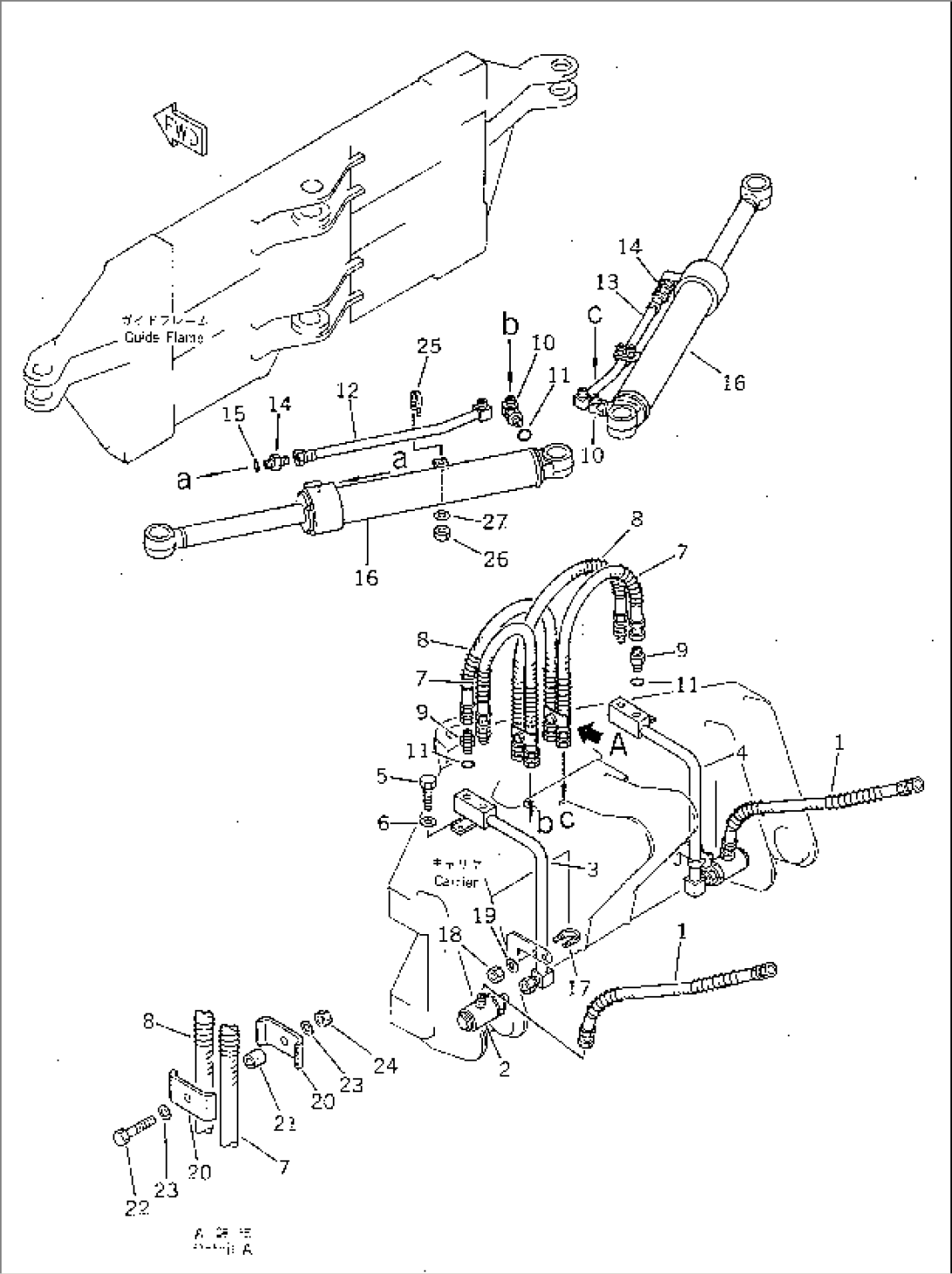 SIDE SHIFT¤ PITCH AND ANGLE SNOW PLOW (ANGLE CYLINDER LINE)(#10001-(0008))