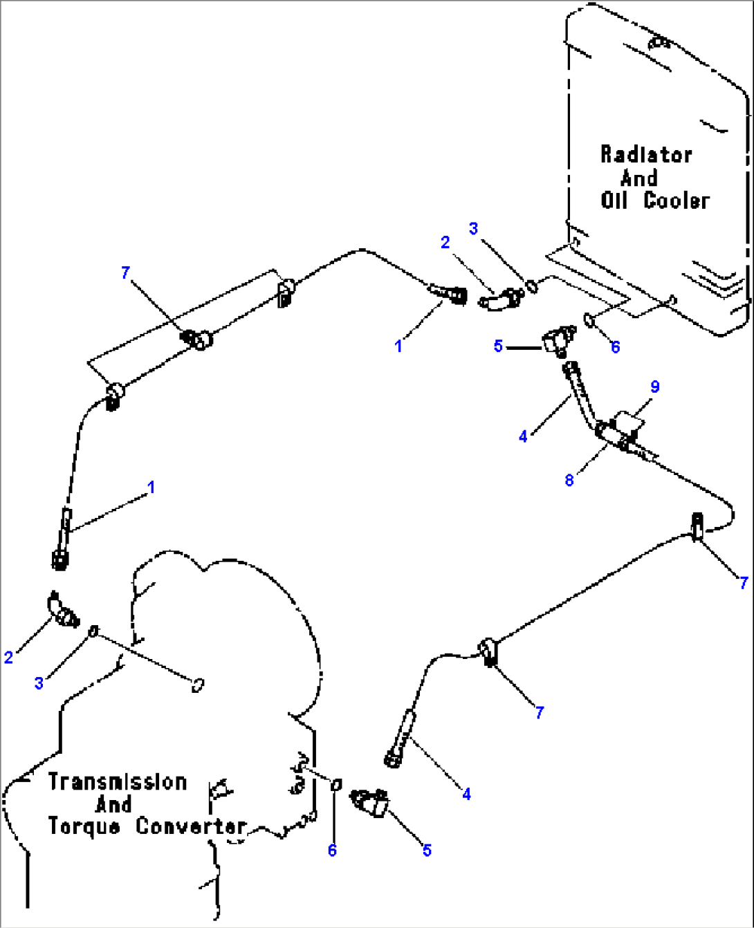 TRANSMISSION PIPING TORQUE CONVERTER TO OIL COOLER