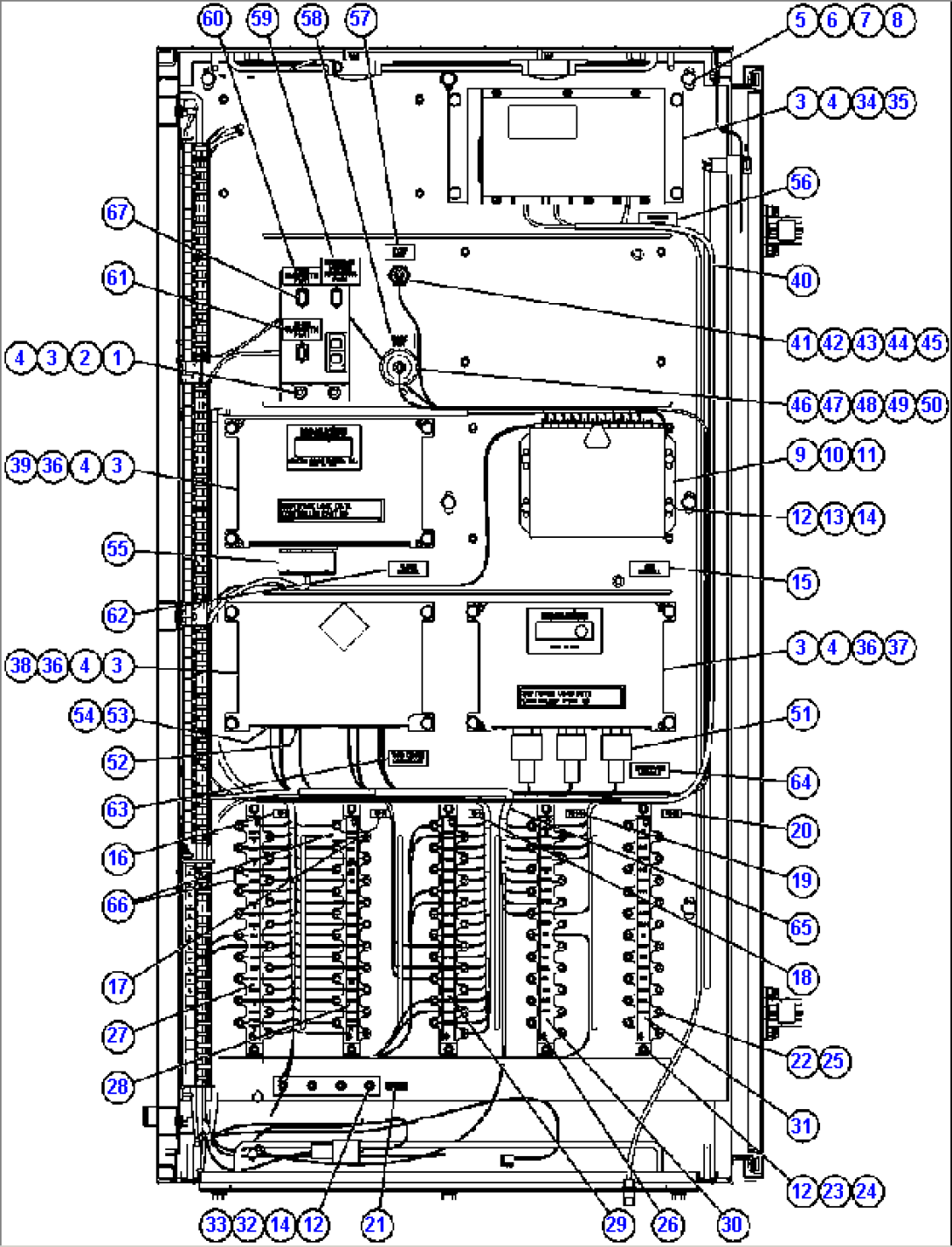 AUXILIARY CONTROL CABINET COMPONENTS - RIGHT WALL