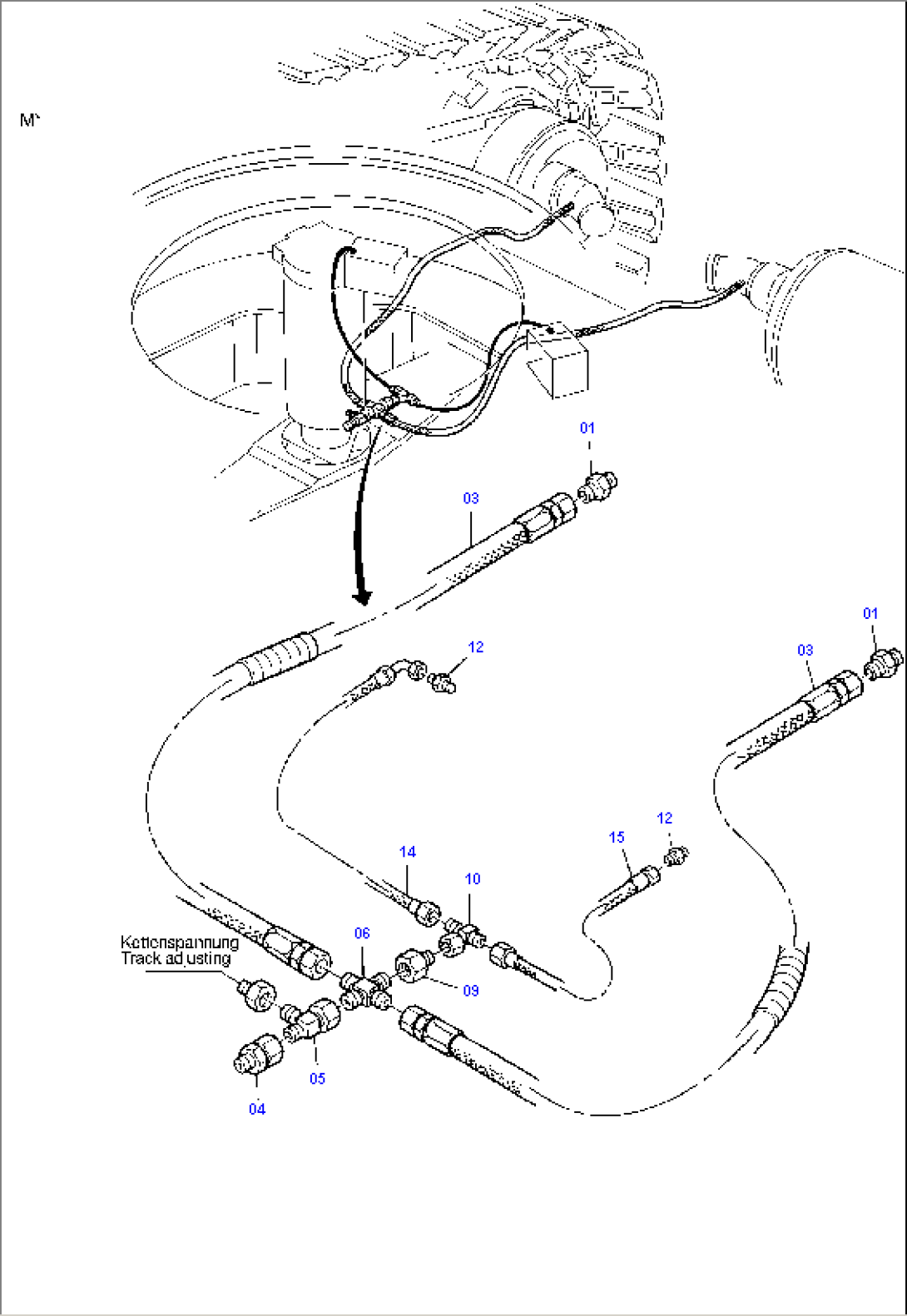 Travel Motor, Brake Valve - Leakage Lines