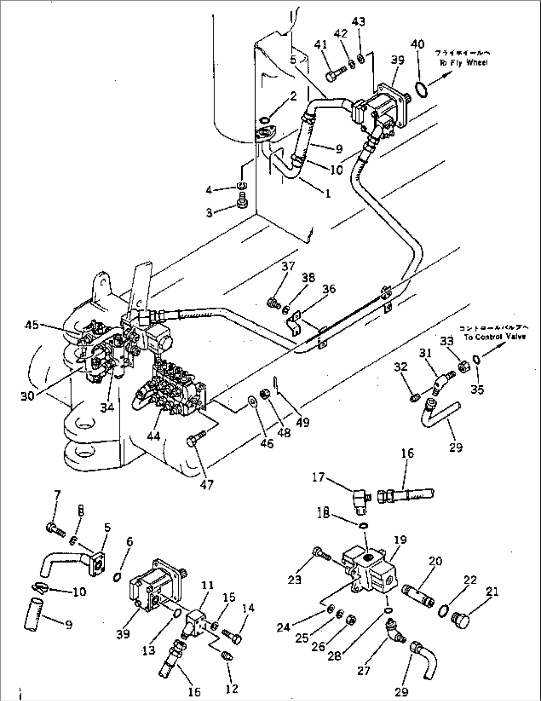 HYDRAULIC PIPING (TANK TO PUMP TO CONTROL VALVE)