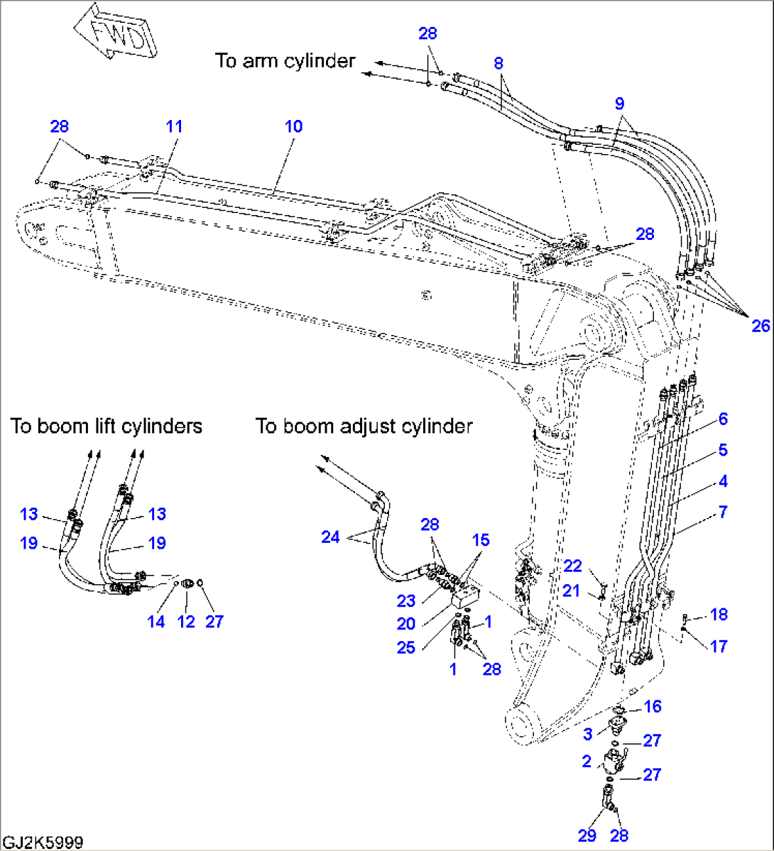 TWO-PIECE BOOM (HYDRAULIC PIPING)