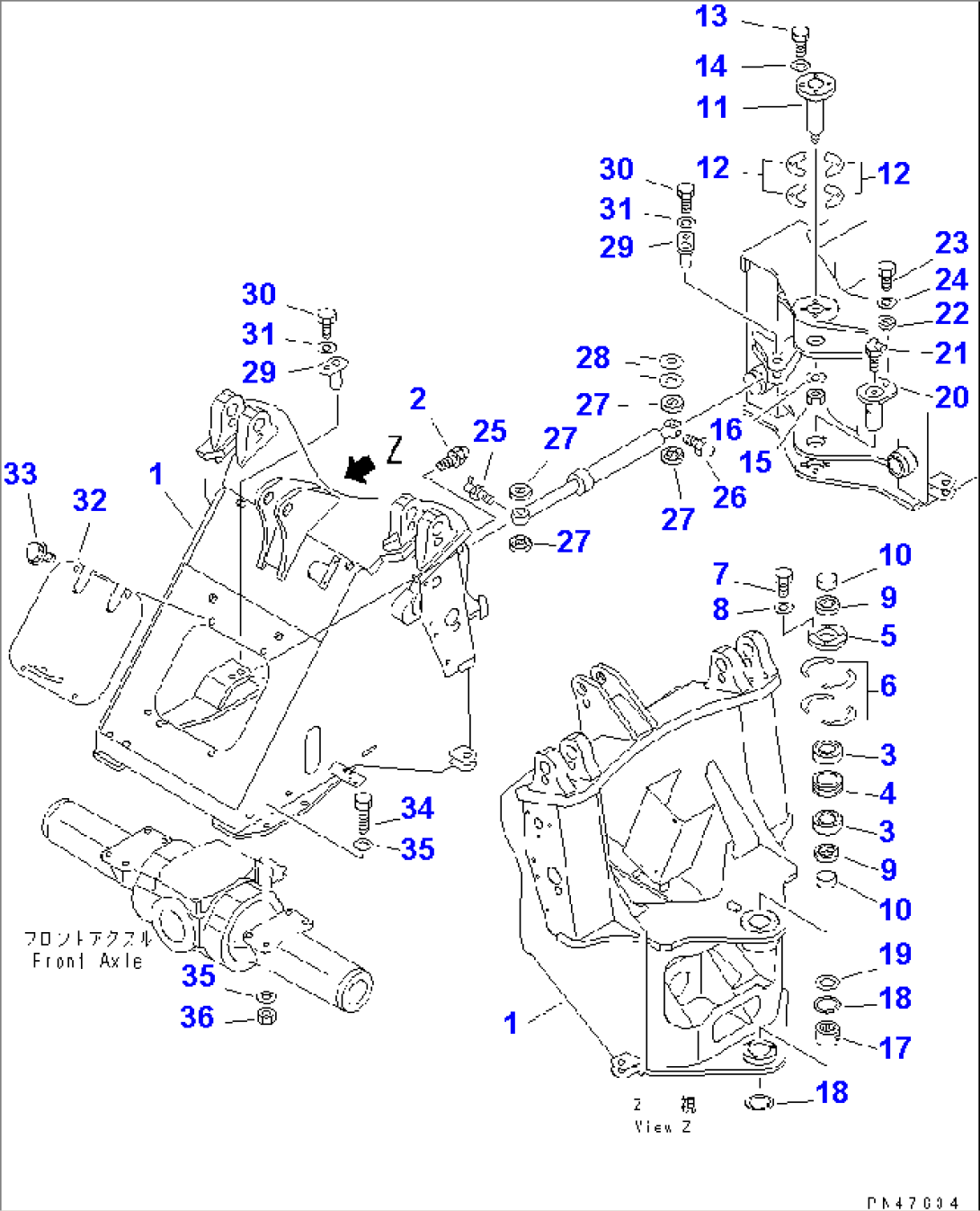 FRONT FRAME (WITH FRONT ATTACHMENT) (WITH 3-SPOOL CONTROL VALVE)(#60001-)