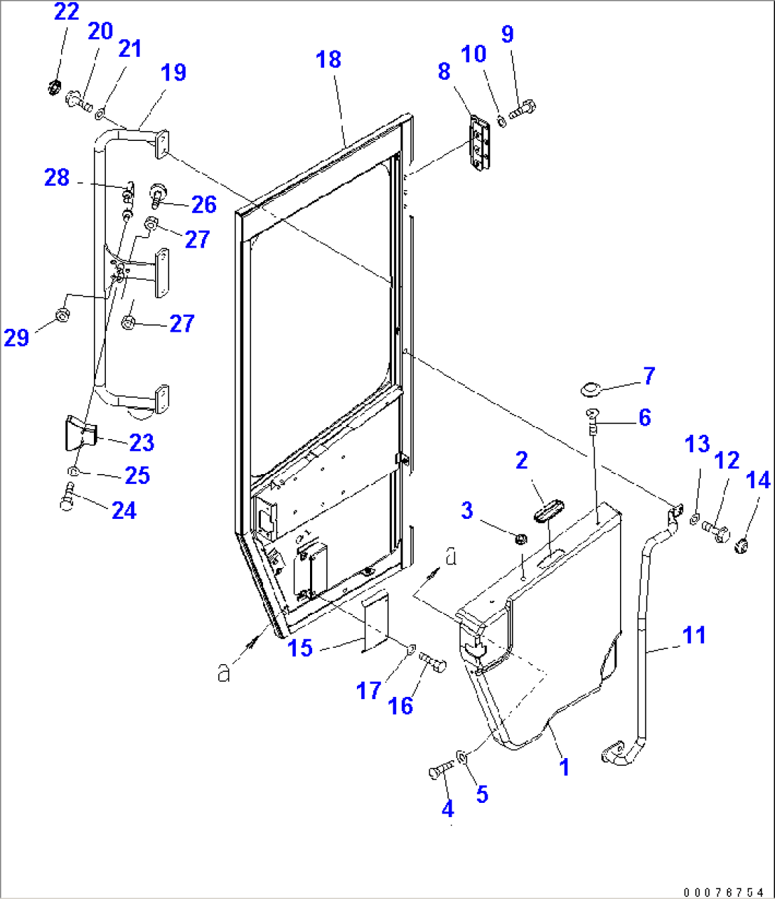 ROPS CAB (DOOR RELATED PARTS¤ R.H.)(#A36001-A36165)