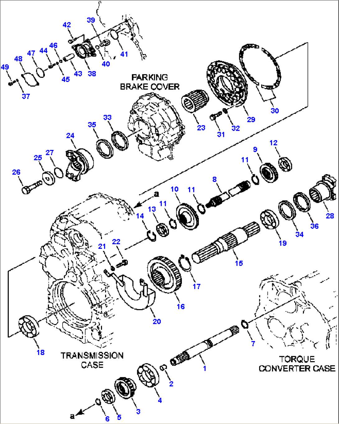 FIG. F4350-55A0 TRANSMISSION - INPUT, FOURTH SPEED, AND OUTPUT SHAFT - EARLIER VERSION