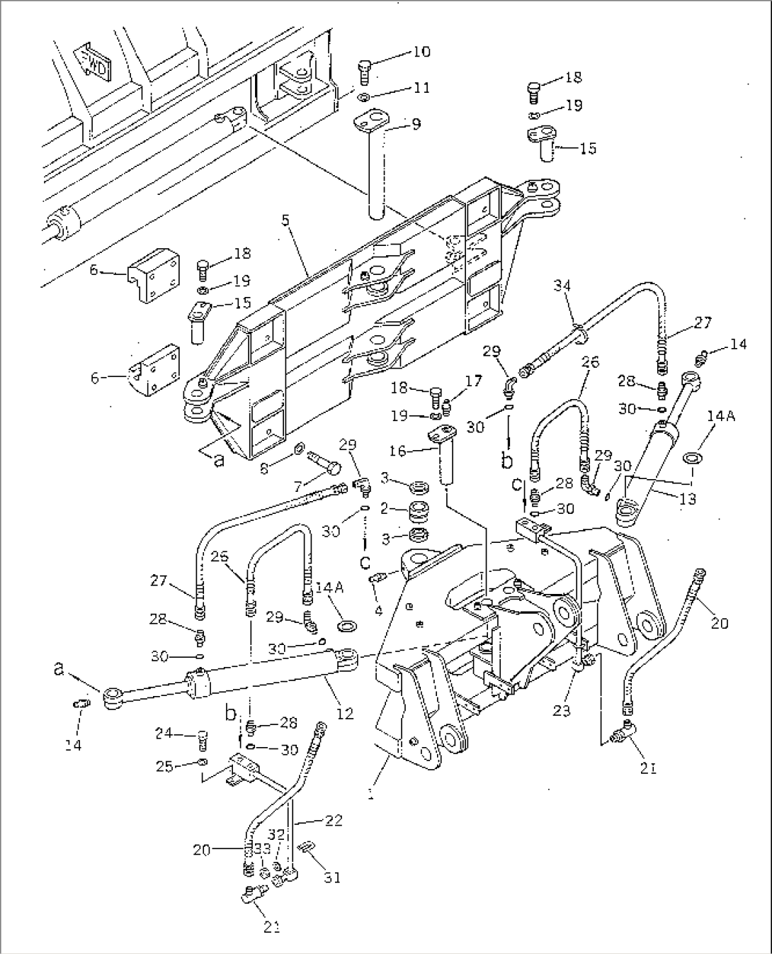 SIDE SHIFT¤ PITCH AND ANGLE SNOW PLOW (ANGLE CYLINDER LINE) (WITH SHOCK CANEL BLADE)