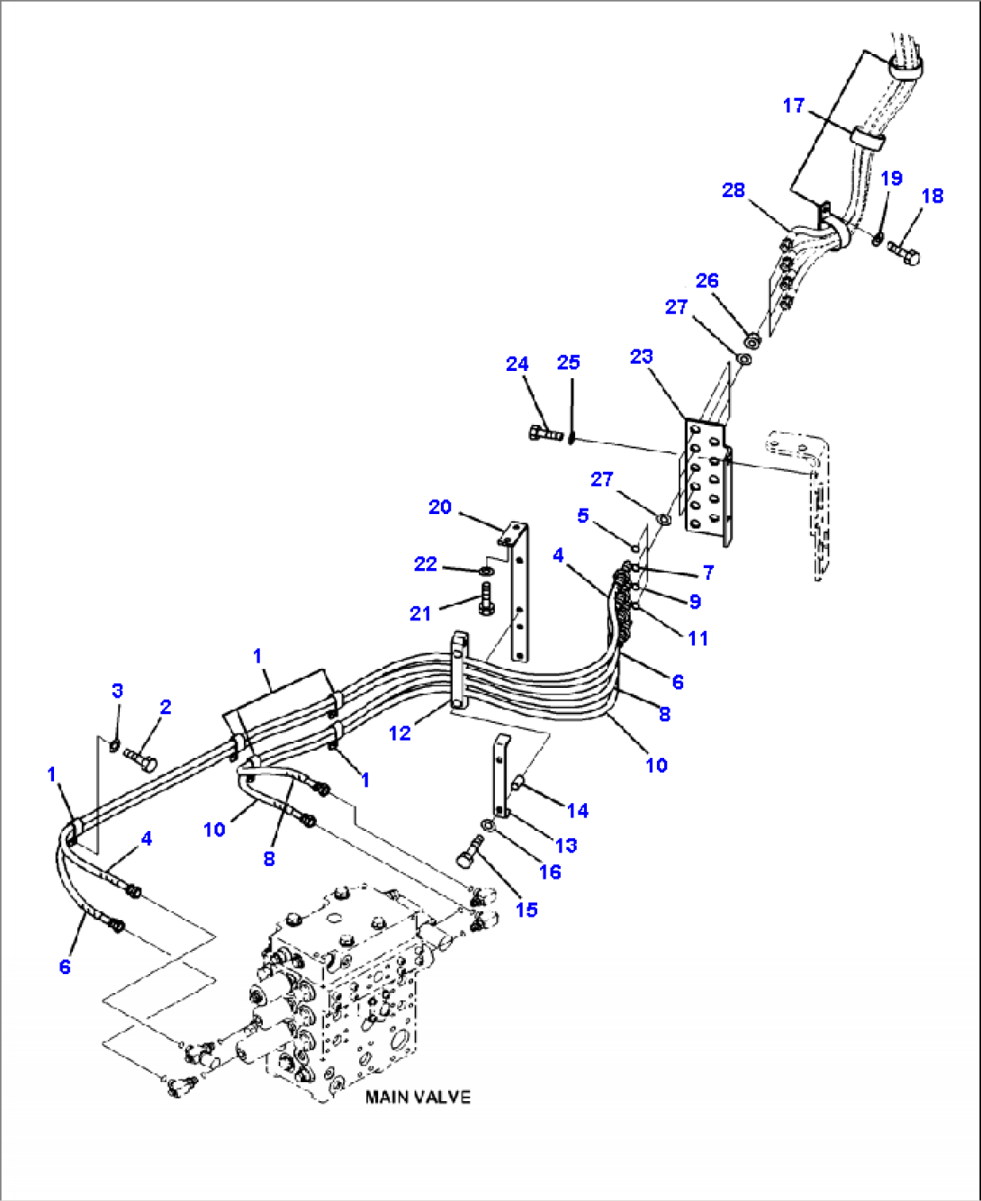 H4200-04A1 HYDRAULIC PIPING PPC LINE TO 3-SPOOL CONTROL VALVE