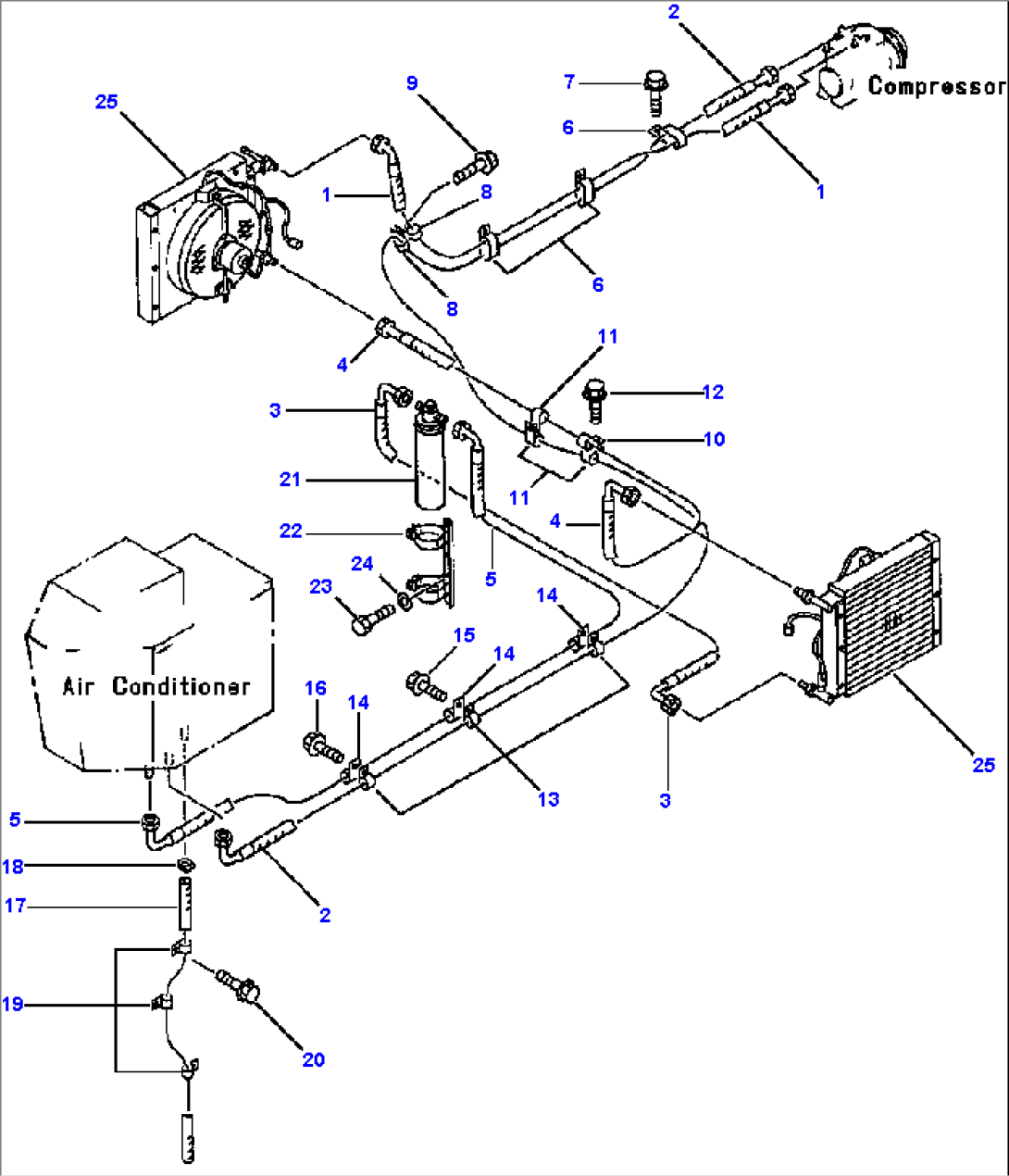 AIR CONDITIONER PIPING A.C. TO CONDENSER AND COMPRESSOR