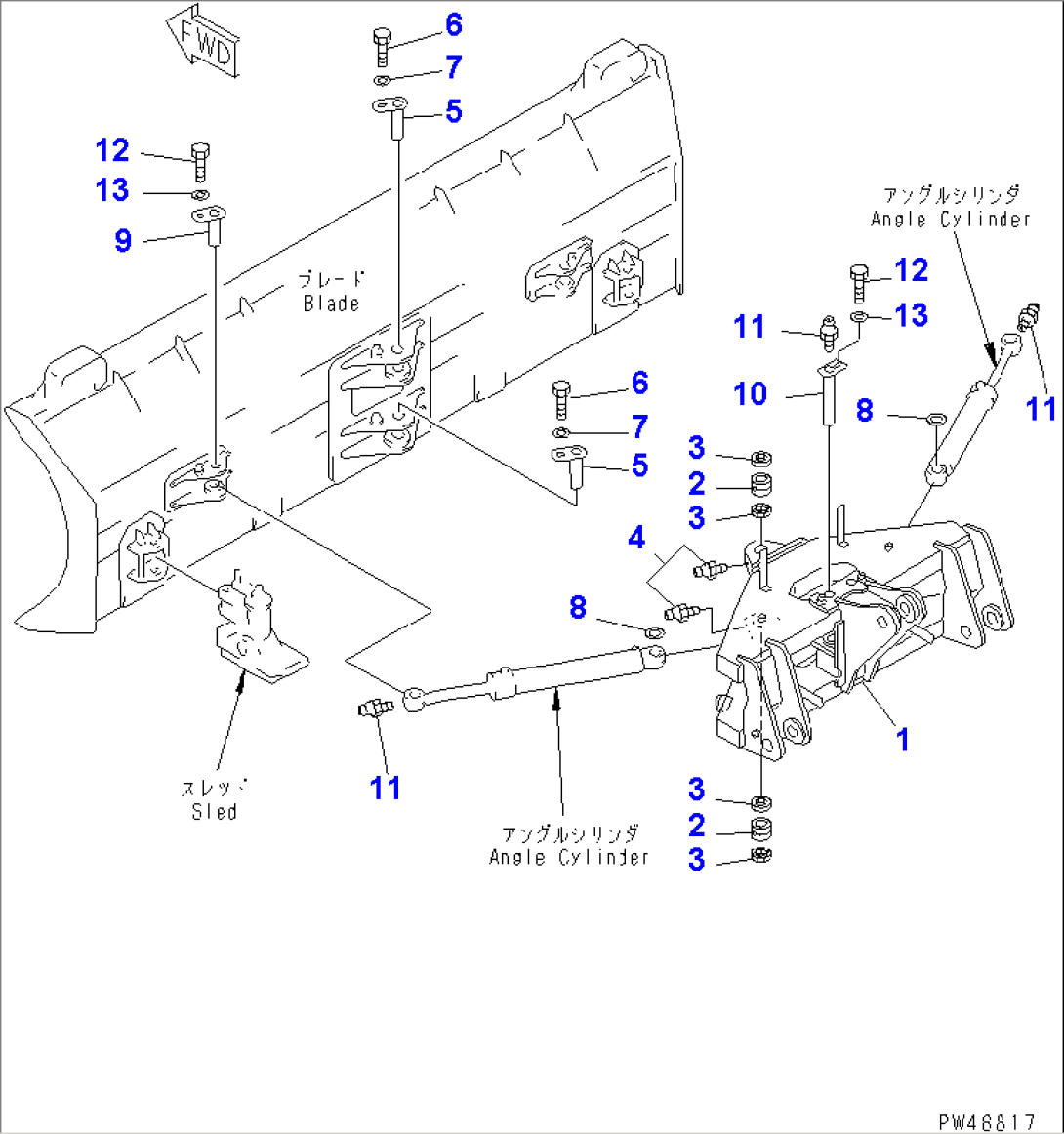 PITCH AND ANGLE SNOW PLOW (WITH SHOCK CANCEL BLADE) (2/3) (CARRIER)(#60001-)