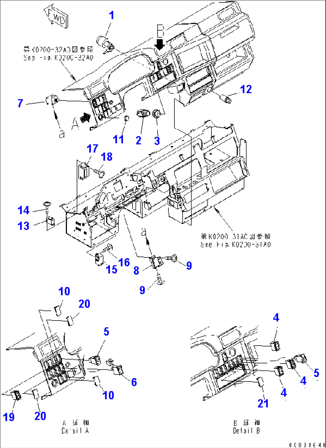 FLOOR (MONITOR DECAL) (WITHOUT FOG LAMP SWITCH AND EXHAUST BRAKE SWITCH)(#7942-)